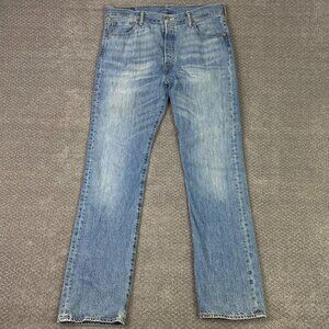 Levi's 501 Jeans Men's 36 x 36 Blue Cotton Button Fly Red Tab Whiskering